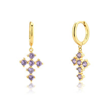 Load image into Gallery viewer, 177 ANDYWEN 925 Sterling Silver Cross CZ Hoops Earrings, Bracelet Or Necklace