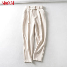 Load image into Gallery viewer, 1039 Tangada Women&#39;s High Waist Sashes Pockets Trousers Suit Pants