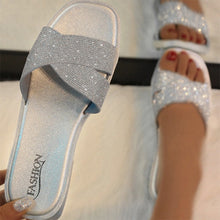 Load image into Gallery viewer, 884 Ownership Women&#39;s Glitter Indoor Outdoor Crystal Flat Slides Slippers Shoes