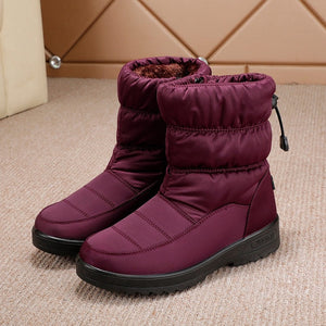 655 KHtaa Women's Wedge Warm Furry Plush Ankle Snow Boots