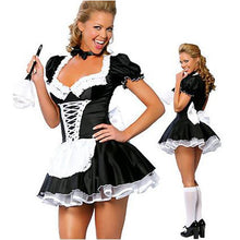 Load image into Gallery viewer, 1185 Women&#39;s Short Sleeve French Maids Short Dress Halloween Costume Plus