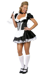 1185 Women's Short Sleeve French Maids Short Dress Halloween Costume Plus