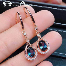 Load image into Gallery viewer, 266 BLACK ANGEL 925 Sterling Silver Blue Topaz CZ Accents Dangle Earrings