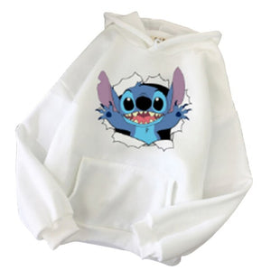 400 Disney Lilo & Stitch Loose Warm Stitch Cartoon Printed Long Sleeve Hoodie Plus