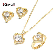 Load image into Gallery viewer, 656 Kinel 18K Gold Sterling Silver CZ Jewelry Promise Ring Stud Earring Necklace