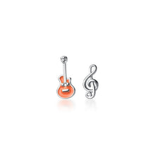 Load image into Gallery viewer, 1301 100% Real 925 Sterling Silver Dainty Zircon Music Note Treble Clef Stud Earrings