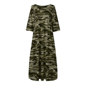 1257 ZANZEA Women's Camouflage Printed Short Sleeve Tunic Dresses