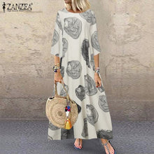 Load image into Gallery viewer, 1254 Zanzea Women&#39;s Bohemian Short Sleeve Long Printed Maxi Dress Plus