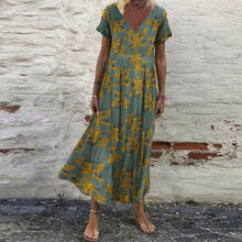 Load image into Gallery viewer, 1252 Zanzea Women&#39;s Short Sleeve V-neck Floral Kaftan Printed Maxi Loose Dress Plus