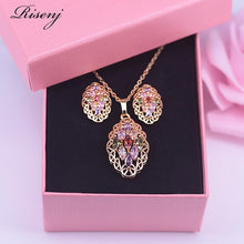 Load image into Gallery viewer, 921 ResinJ Marquise Crystal CZ 18K Gold Jewelry Set Stud Earrings Necklace
