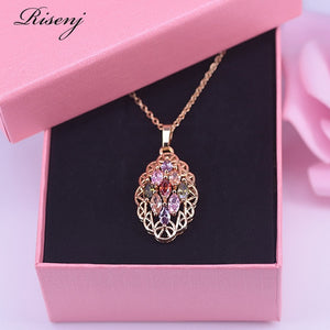 921 ResinJ Marquise Crystal CZ 18K Gold Jewelry Set Stud Earrings Necklace