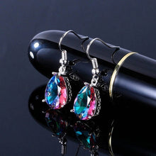 Load image into Gallery viewer, 266 BLACK ANGEL 925 Sterling Silver Blue Topaz CZ Accents Dangle Earrings