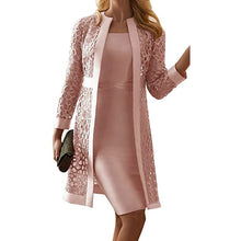 Load image into Gallery viewer, 1165 Women&#39;s Mother of The Bride Long Sleeve Knee-length Dresses With Jacket Plus