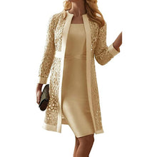 Load image into Gallery viewer, 1165 Women&#39;s Mother of The Bride Long Sleeve Knee-length Dresses With Jacket Plus