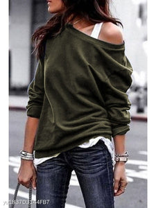1245 Yskkt Women's Pullover Long Sleeve One Shoulder Heart Print Sweatshirt Top Plus