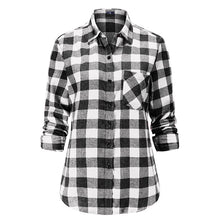 Load image into Gallery viewer, 1296 Women&#39;s Classic Style Blouses Long Sleeve Flannel Plaid Shirt, 9 Colors