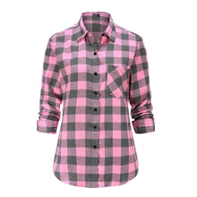 Load image into Gallery viewer, 1296 Women&#39;s Classic Style Blouses Long Sleeve Flannel Plaid Shirt, 9 Colors