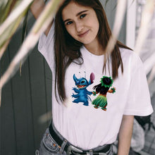 Load image into Gallery viewer, 396 Disney Lilo &amp; Stitch Cartoon Short Sleeve T-shirts Tops Plus