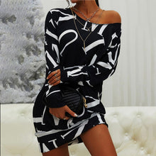 Load image into Gallery viewer, 1155 Women&#39;s Pullover Off Shoulder Long Sleeve Mini Dress Plus