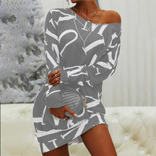 Load image into Gallery viewer, 1155 Women&#39;s Pullover Off Shoulder Long Sleeve Mini Dress Plus