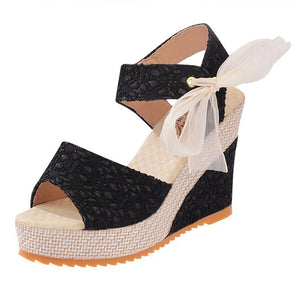 1285 MCCKLE Women's Platform Peep Toe Lace-up Ankle Strap Wedges Sandals Shoes