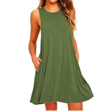 Load image into Gallery viewer, 1202 Women&#39;s Summer Sleeveless O-neck Swing T-Shirt Tank Dresses Plus
