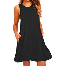 Load image into Gallery viewer, 1202 Women&#39;s Summer Sleeveless O-neck Swing T-Shirt Tank Dresses Plus