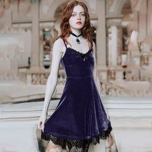 Load image into Gallery viewer, 758 Meihuida Women&#39;s V-neck Sleeveless Backless A-Line Lace Velvet Ruffles Dress