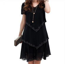 Load image into Gallery viewer, 125 SHSHDHZX Woman&#39;s Summer Loose A-line Short Sleeve Ruffles Chiffon Dress Plus