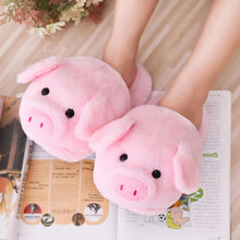 Load image into Gallery viewer, 1214 Women&#39;s Warm Indoor Cute Pink Pig Plush Flat Slippers