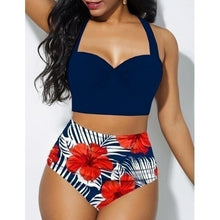 Load image into Gallery viewer, 1312 Women&#39;s High Waist Push-up Two piece Floral Swimsuit Plus