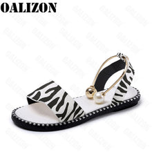 Load image into Gallery viewer, 858 Oalizon Women&#39;s Beaded Pearly Slingback Flat Sandals Shoes