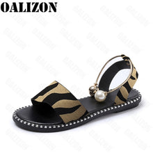 Load image into Gallery viewer, 858 Oalizon Women&#39;s Beaded Pearly Slingback Flat Sandals Shoes