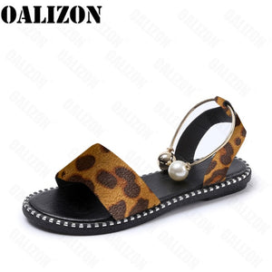 858 Oalizon Women's Beaded Pearly Slingback Flat Sandals Shoes