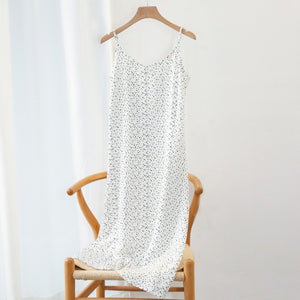 1356 Women's Satin Summer Sleeveless V-neck Print Camisole Dress Plus
