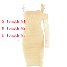 Load image into Gallery viewer, 141 Mozision Double Layer Mesh One Shoulder Zipper Backless Pleated Mini Dress