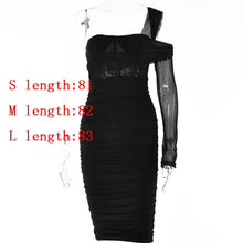 Load image into Gallery viewer, 141 Mozision Double Layer Mesh One Shoulder Zipper Backless Pleated Mini Dress