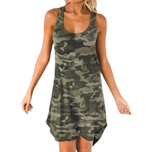 Load image into Gallery viewer, 1328 Women&#39;s Sleeveless O-Neck A-Line Camouflage Racer Back Dress Plus