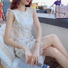 Load image into Gallery viewer, 1289 Women&#39;s Lace Embroidery Temperament Slim Round Neck High Dress