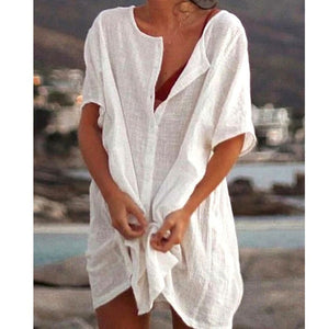 1339 Women's Oversize Loose Short Sleeve Beach Dress Top Plus