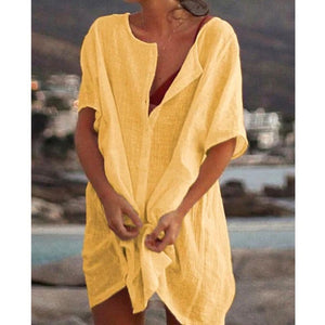 1339 Women's Oversize Loose Short Sleeve Beach Dress Top Plus