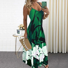 Load image into Gallery viewer, 1286  Vintage Floral Print Spaghetti Strap V-Neck A-line Silhouette Long Dress Plus