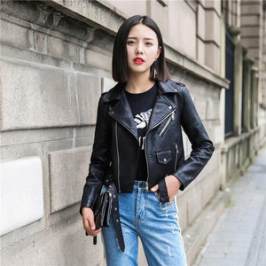 484 Ftlzz Hot Selling Faux Leather Women's Bright Colors Motorcycle Coat Jacket