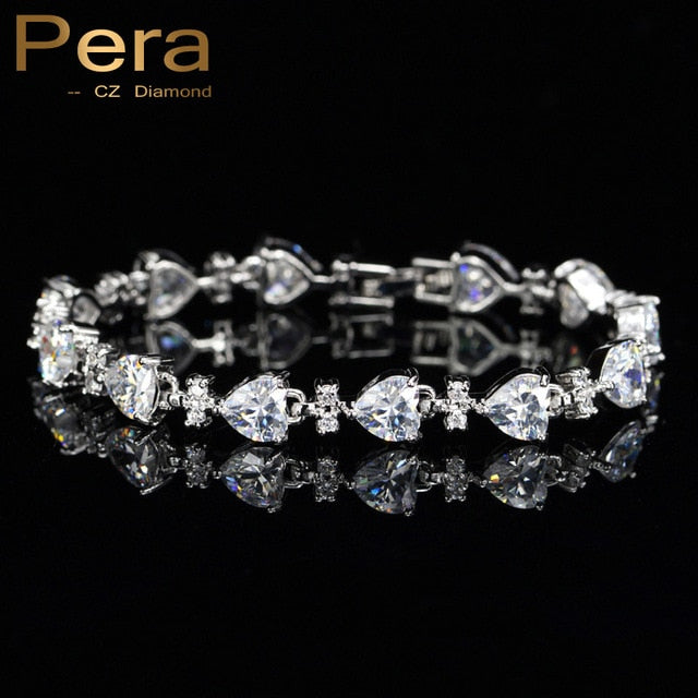890 Pera CZ Luxury CZ Big Heart Shape Cubic Zirconia Bracelet Valentine's Day Gift