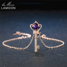 Load image into Gallery viewer, 289 By CC Crown Key Heart Amethyst Gemstone Rose Gold Sterling Silver Bracelet