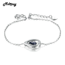 Load image into Gallery viewer, 779 Mobuy 925 Sterling Silver Pear Shape Black Sapphire Gemstone CZ Accent Bracelet
