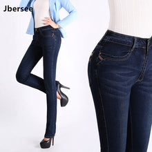 Load image into Gallery viewer, 608 Jbersee Women&#39;s High Waist Winter Denim Pants Stretch Jeans Plus