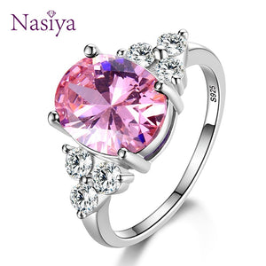 814 NASIA N STYLE Women's Sterling Silver Champagne Colors Zircon Oval Ring