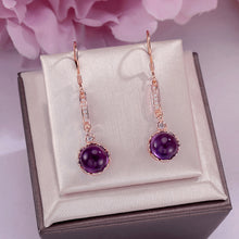 Load image into Gallery viewer, 309 CC Gemstone Natural Amethyst Dangle Earrings Sterling Silver 18K Drop Earrings