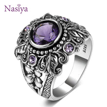 Load image into Gallery viewer, 813 NASIA N STYLE Vintage Style Natural Amethyst Gemstone Sterling Silver Ring